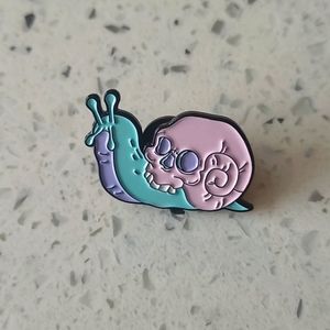 Colorful Slug Snail Skull Skeleton Shell Macabre Death Spooky Lapel Pin